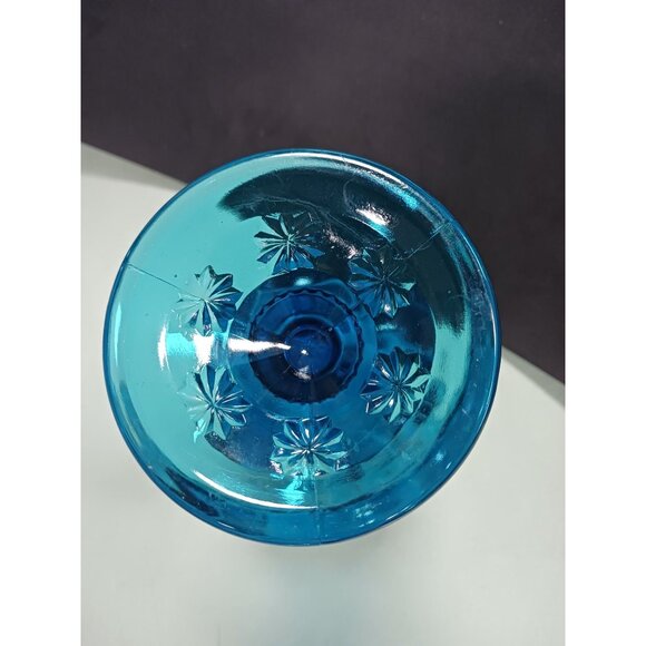 L.E. Smith Moon And Stars Colonial Blue 18 Point Crimped Compote - Picture 10 of 12